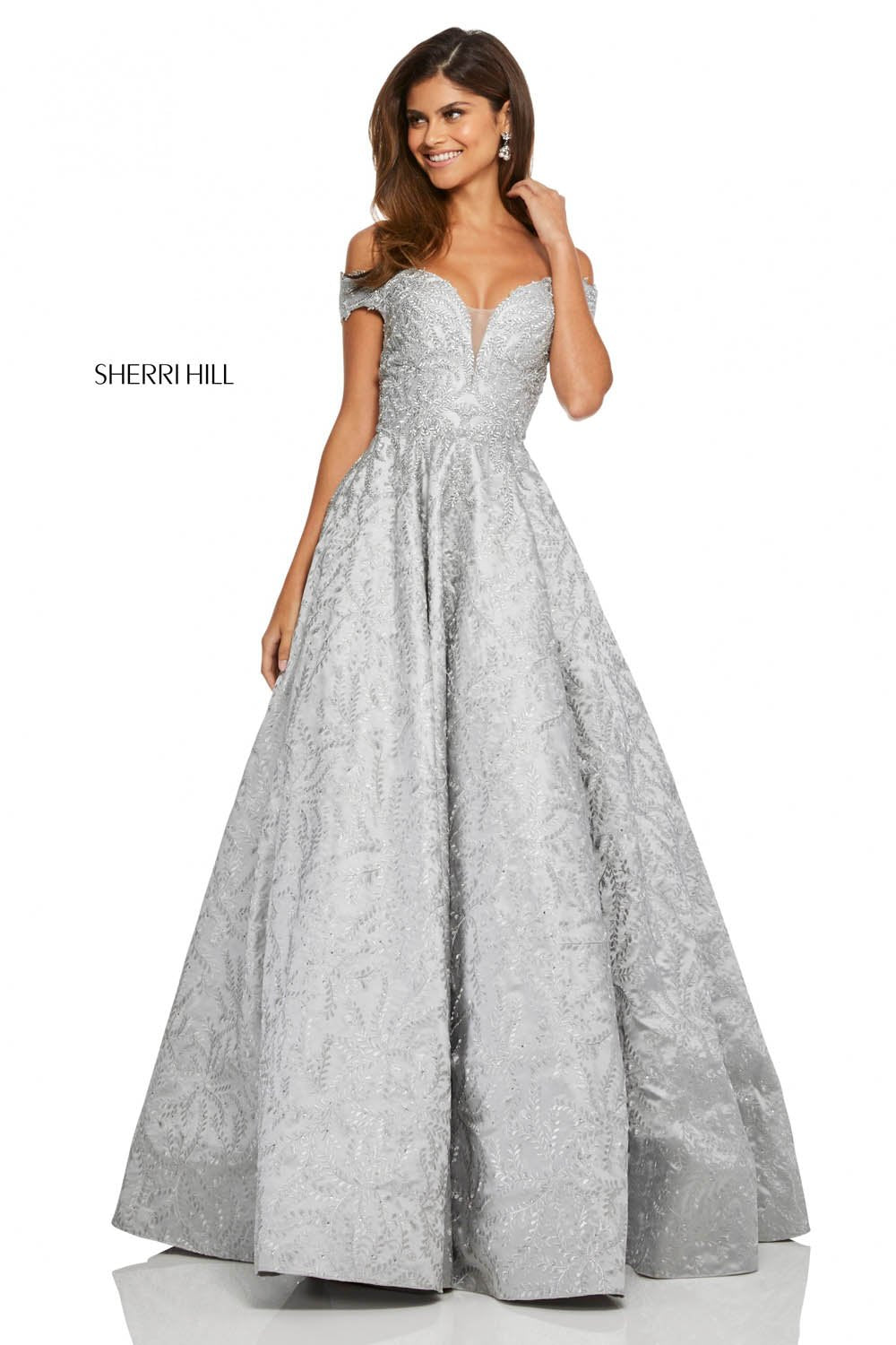 Sherri Hill 52507 dress images in these colors: Silver.