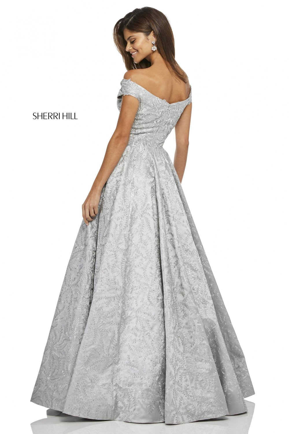 Sherri Hill 52507 dress images in these colors: Silver.