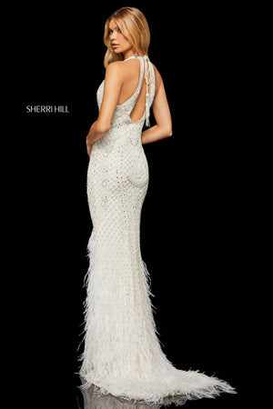 Sherri Hill 52518 dress images in these colors: Nude Ivory, Ivory, Black.