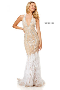 Sherri Hill 52518 dress images in these colors: Nude Ivory, Ivory, Black.