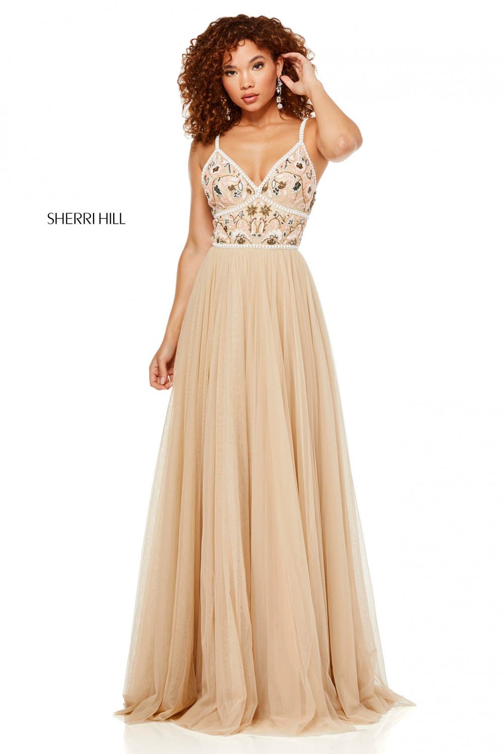 Sherri Hill 52523 dress images in these colors: Nude Mulighti.