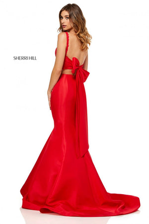 Sherri Hill 52528 dress images in these colors: Ivory, Yellow, Red, Lilac, Black, Coral, Aqua.