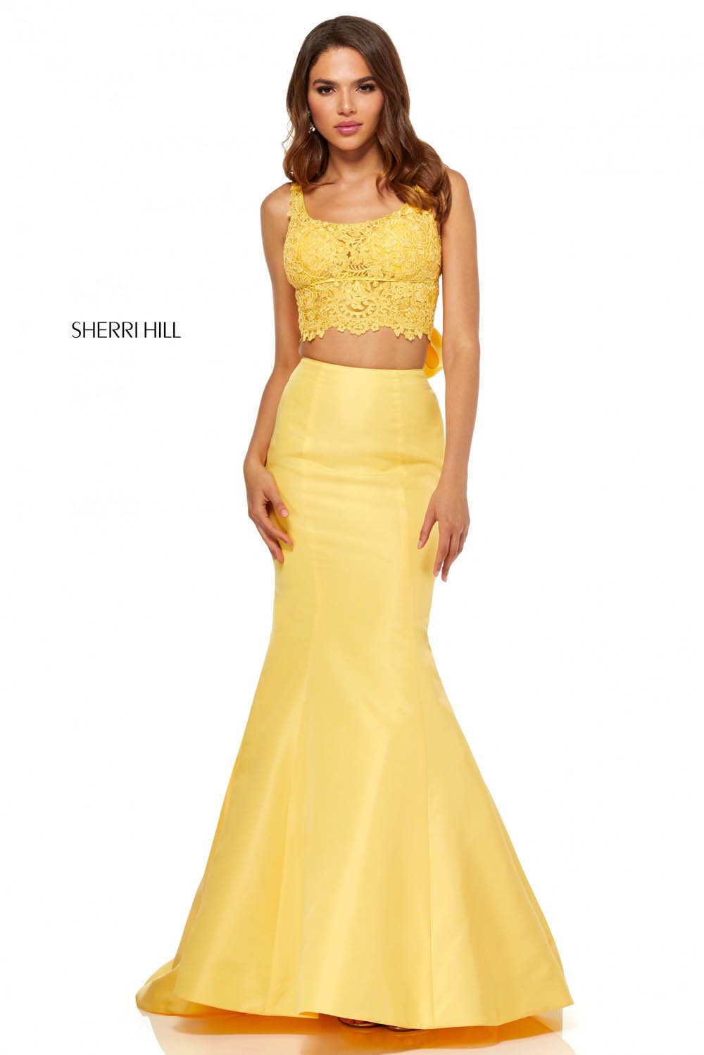 Sherri Hill 52528 dress images in these colors: Ivory, Yellow, Red, Lilac, Black, Coral, Aqua.
