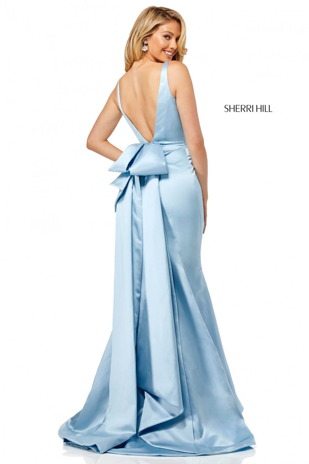 Sherri Hill 52540 dress images in these colors: Berry, Navy, Candy Pink, Ivory, Emerald, Dark Nude, Red, Royal, Light Blue, Blush, Yellow.
