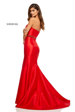 Sherri Hill 52541 dress images in these colors: Blush, Yellow, Light Blue, Lilac, Turquoise, Red, Mocha, Coral.