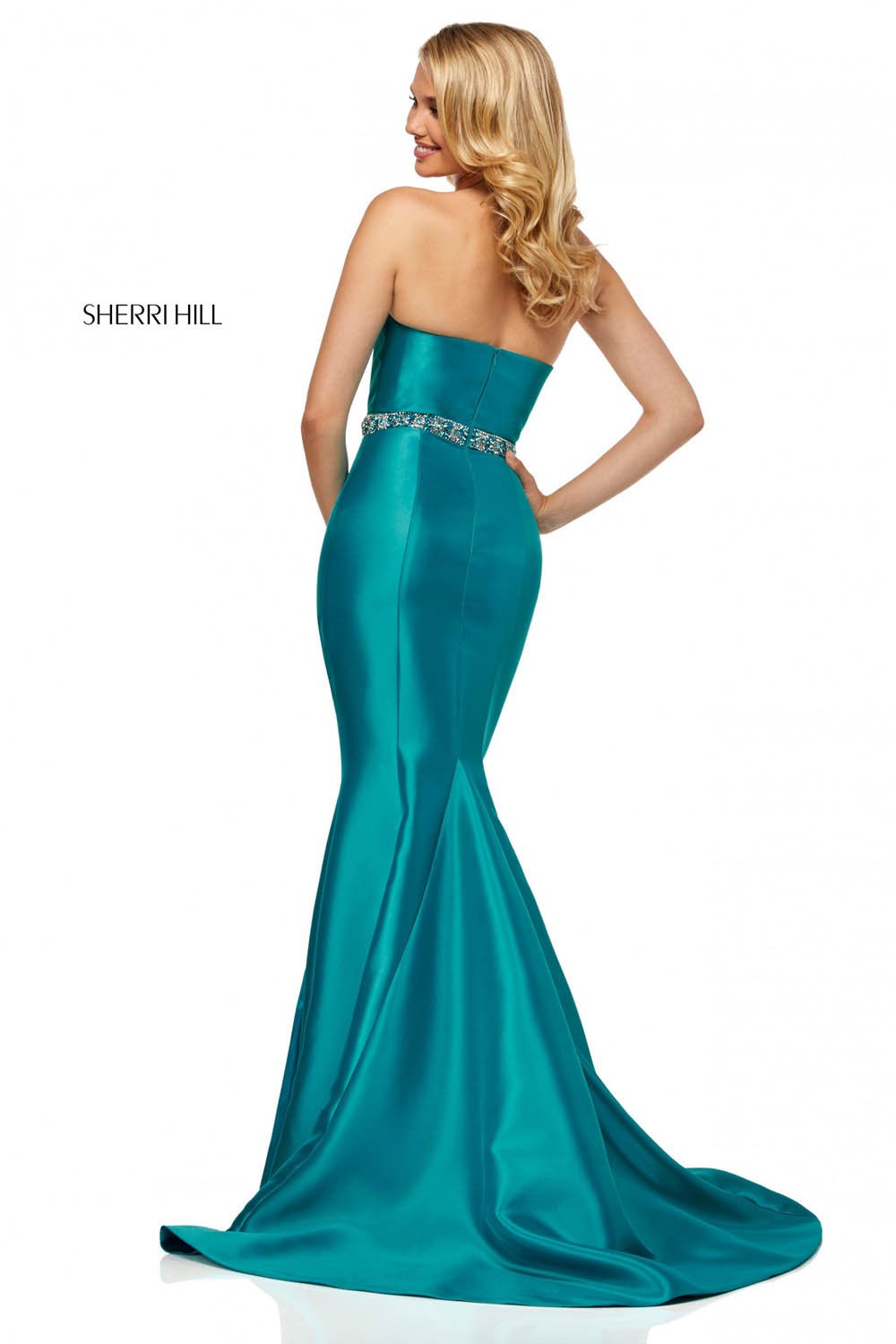 Sherri Hill 52541 dress images in these colors: Blush, Yellow, Light Blue, Lilac, Turquoise, Red, Mocha, Coral.
