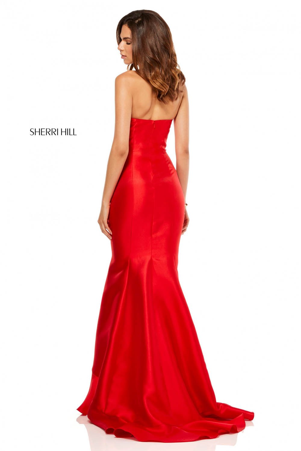 Sherri Hill 52542 dress images in these colors: Hot Pink, Red, Yellow, Light Blue, Navy, Emerald.