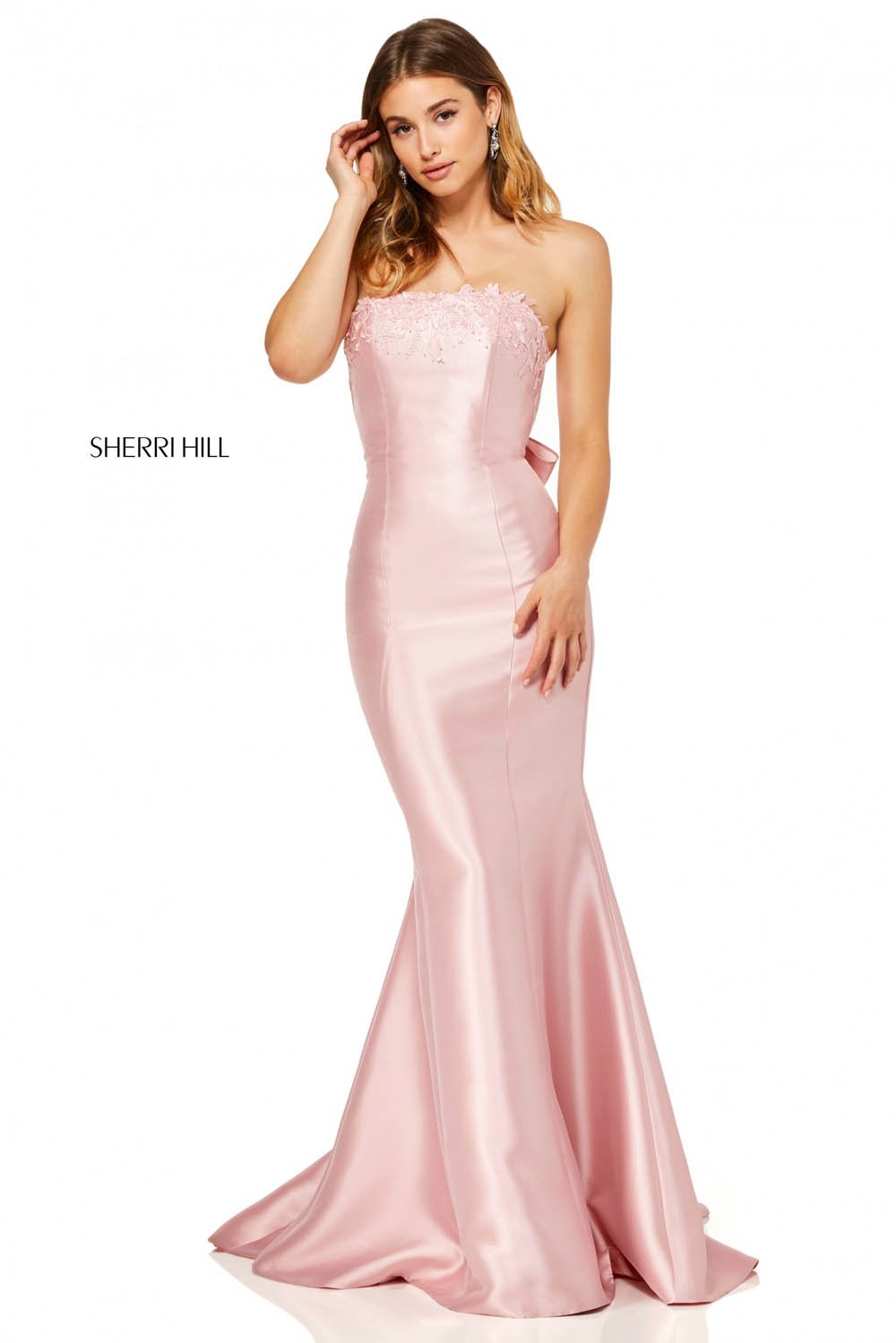 Sherri Hill 52544 dress images in these colors: Ivory, Blush, Black, Red, Light Blue, Yellow.