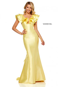 Sherri Hill 52547 dress images in these colors: Yellow, Emerald, Blush, Red, Coral, Light Blue, Black.