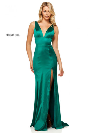 Sherri Hill 52549 dress images in these colors: Emerald, Navy, Blush, Teal, Mocha, Royal, Ruby, Red, Black.