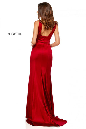 Sherri Hill 52549 dress images in these colors: Emerald, Navy, Blush, Teal, Mocha, Royal, Ruby, Red, Black.