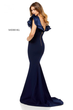 Sherri Hill 52550 dress images in these colors: Black Ivory, Ivory, Navy, Red, Black.