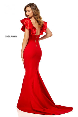Sherri Hill 52550 dress images in these colors: Black Ivory, Ivory, Navy, Red, Black.