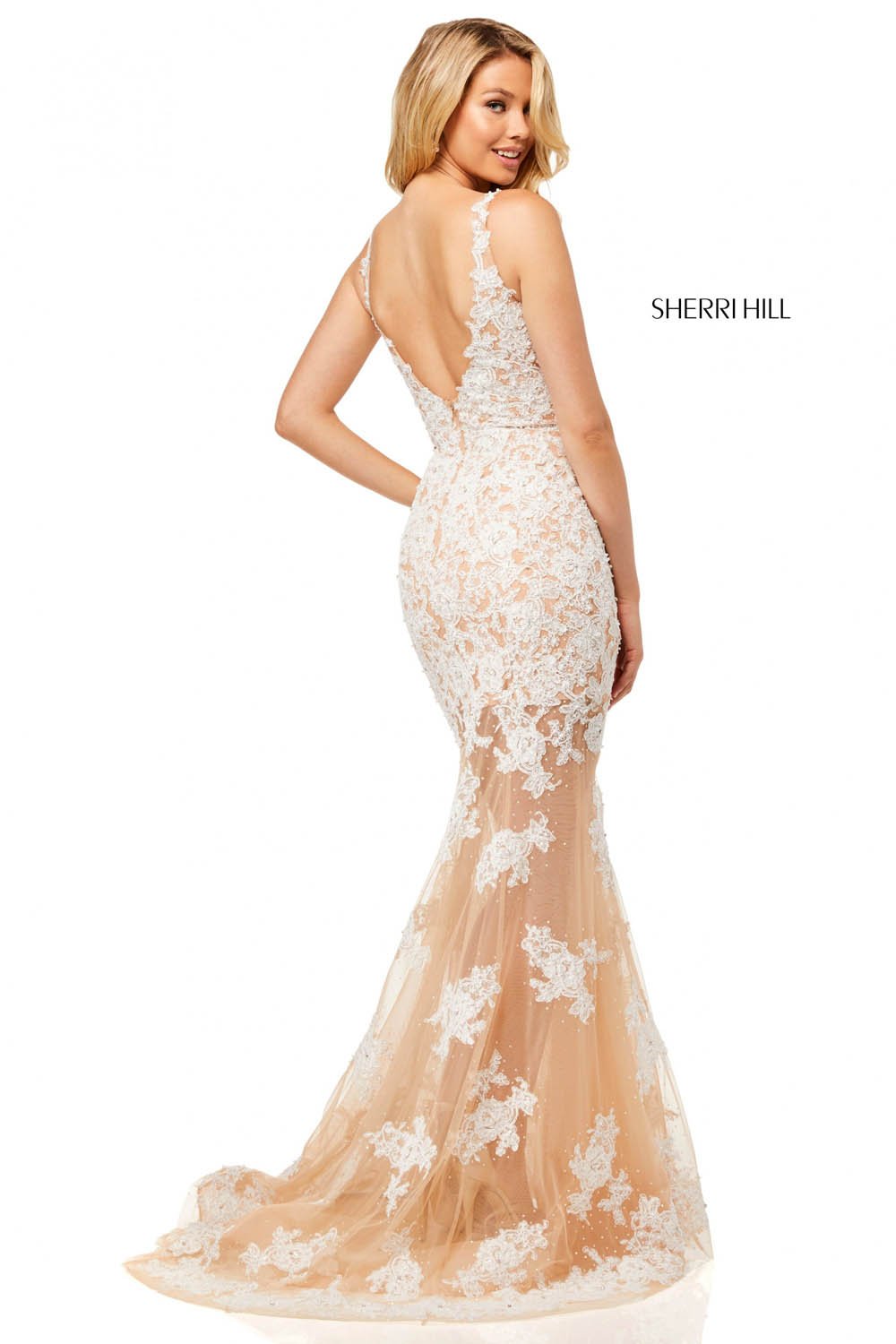 Sherri Hill 52552 dress images in these colors: Nude Ivory.