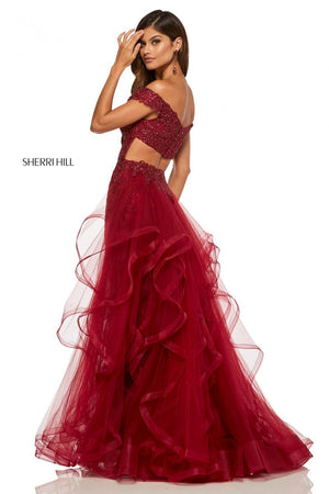 Sherri Hill 52556 dress images in these colors: Rose Gold, Wine, Ivory Gold, Black, Light Blue.