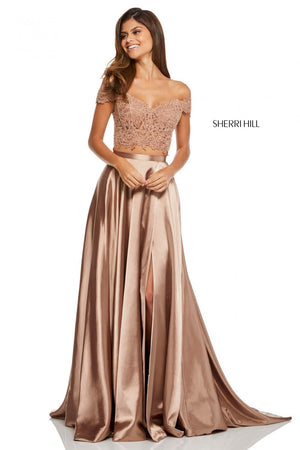 Sherri Hill 52567 dress images in these colors: Ivory, Red, Black, Orange, Eggplant, Rose, Teal, Peacock, Mocha, Yellow.