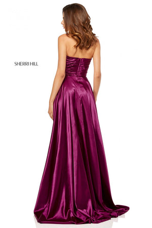 Sherri Hill 52569 dress images in these colors: Red, Emerald, Royal, Purple, Plum, Wine.