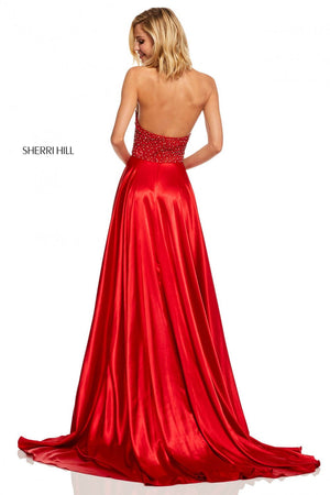 Sherri Hill 52570 dress images in these colors: Mocha, Turquoise, Red.