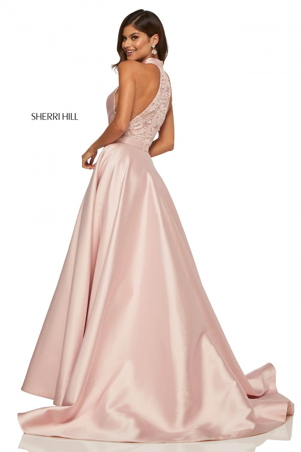 Sherri Hill 52573 dress images in these colors: Blush, Light Blue, Pink, Yellow, Black, Red.