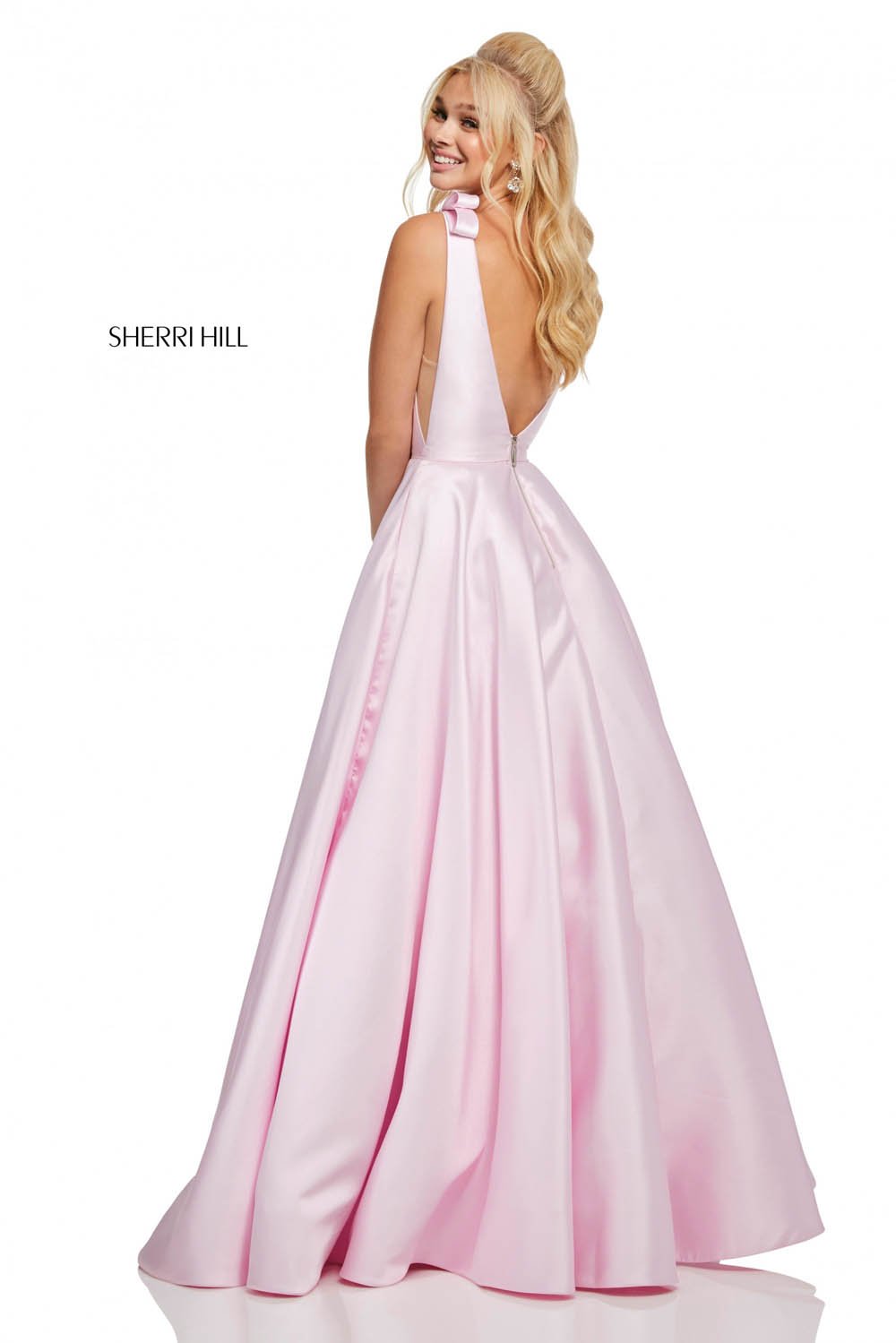 Sherri Hill 52574 dress images in these colors: Lilac, Ivory, Light Pink, Light Blue.