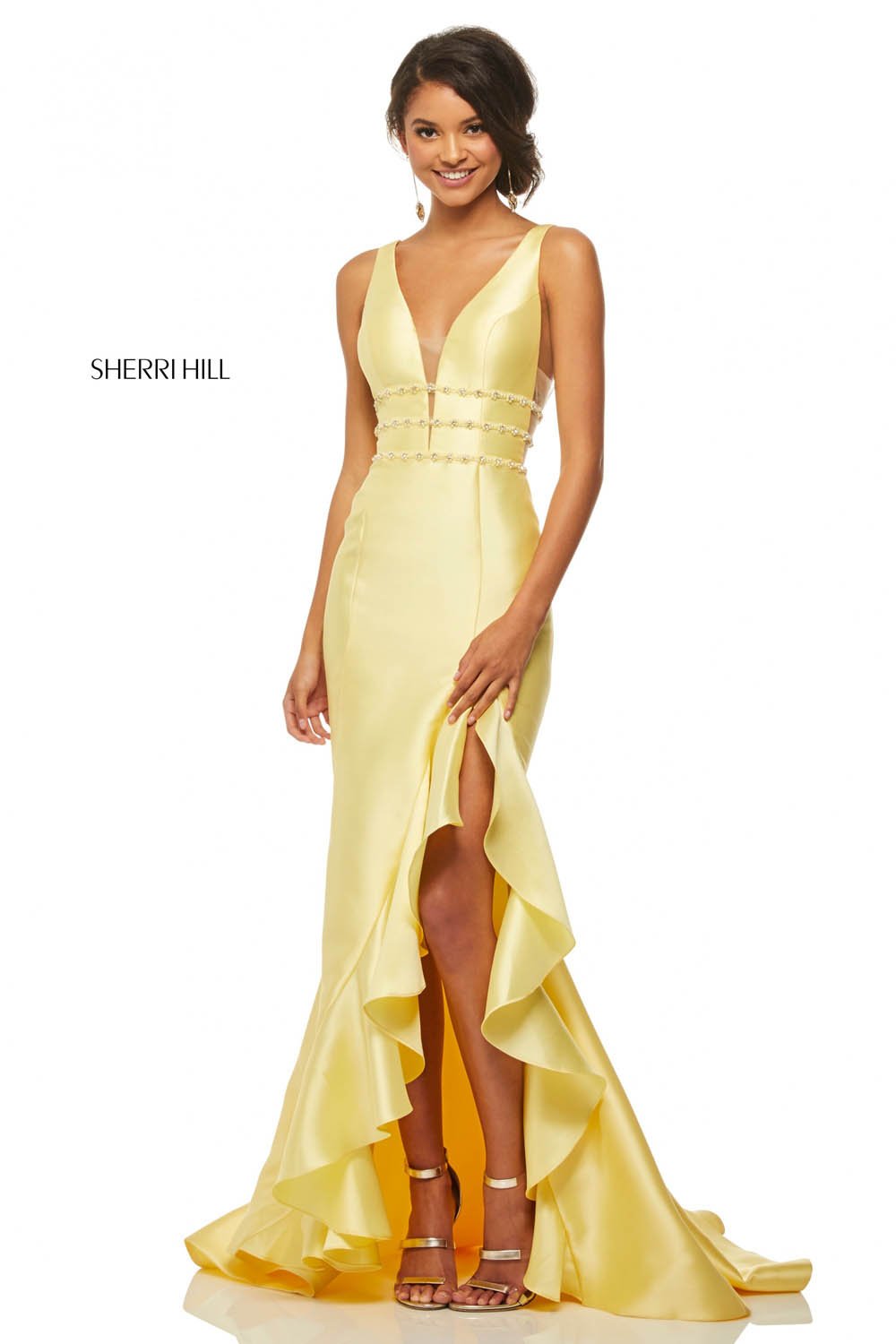Sherri Hill 52576 dress images in these colors: Yellow, Lilac.