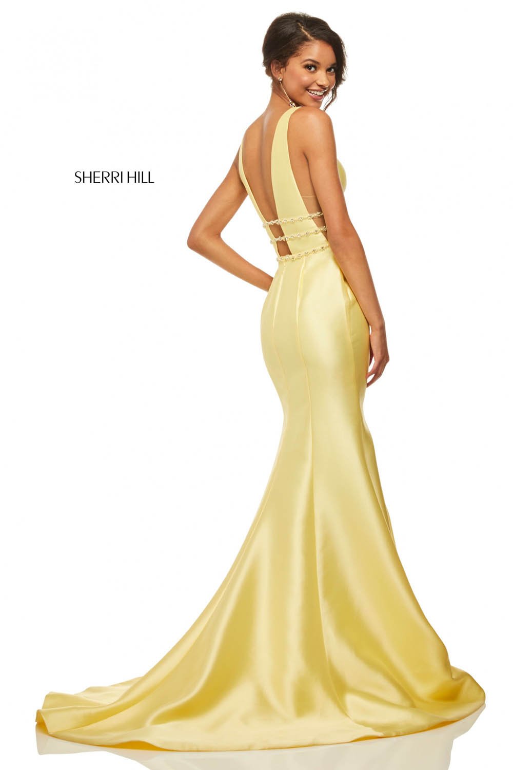 Sherri Hill 52576 dress images in these colors: Yellow, Lilac.