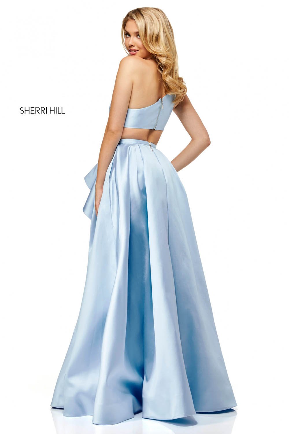 Sherri Hill 52577 dress images in these colors: Light Blue, Lilac, Red, Navy, Yellow.