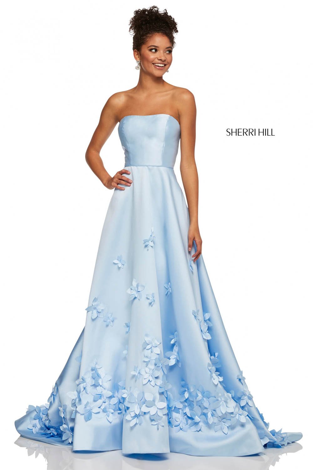 Sherri Hill 52582 dress images in these colors: Lilac, Light Blue, Pink, Red, Yellow, Ivory, Coral.