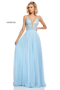 Sherri Hill 52589 dress images in these colors: Nude, Coral, Light Blue, Blush, Black, Yellow, Periwinkle, Light Green, Red.