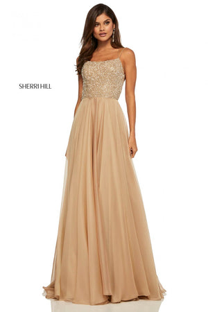 Sherri Hill 52591 dress images in these colors: Blue, Periwinkle, Yellow, Light Green, Pink, Nude.