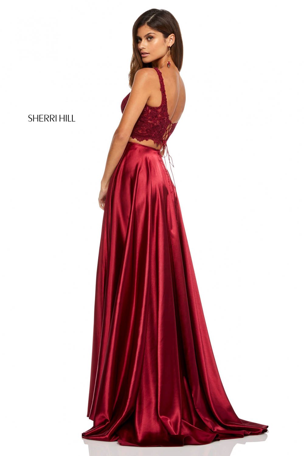 Sherri Hill 52600 dress images in these colors: Yellow, Wine, Teal, Mocha, Rose, Red, Peacock, Orange, Black.