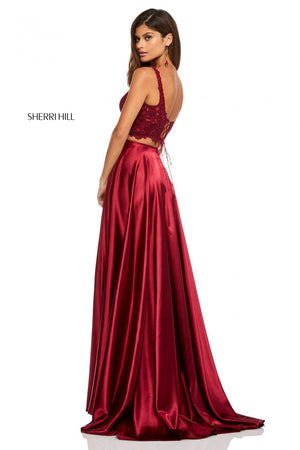 Sherri Hill 52600 dress images in these colors: Yellow, Wine, Teal, Mocha, Rose, Red, Peacock, Orange, Black.