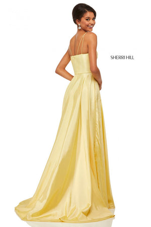 Sherri Hill 52602 dress images in these colors: Red, Ivory, Blush, Purple, Yellow, Bright Pink, Emerald, Navy, Royal.