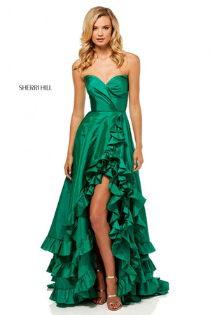 Sherri Hill 52605 dress images in these colors: Navy, Light Blue, Emerald, Ivory, Red, Candy Pink, Black, Yellow.