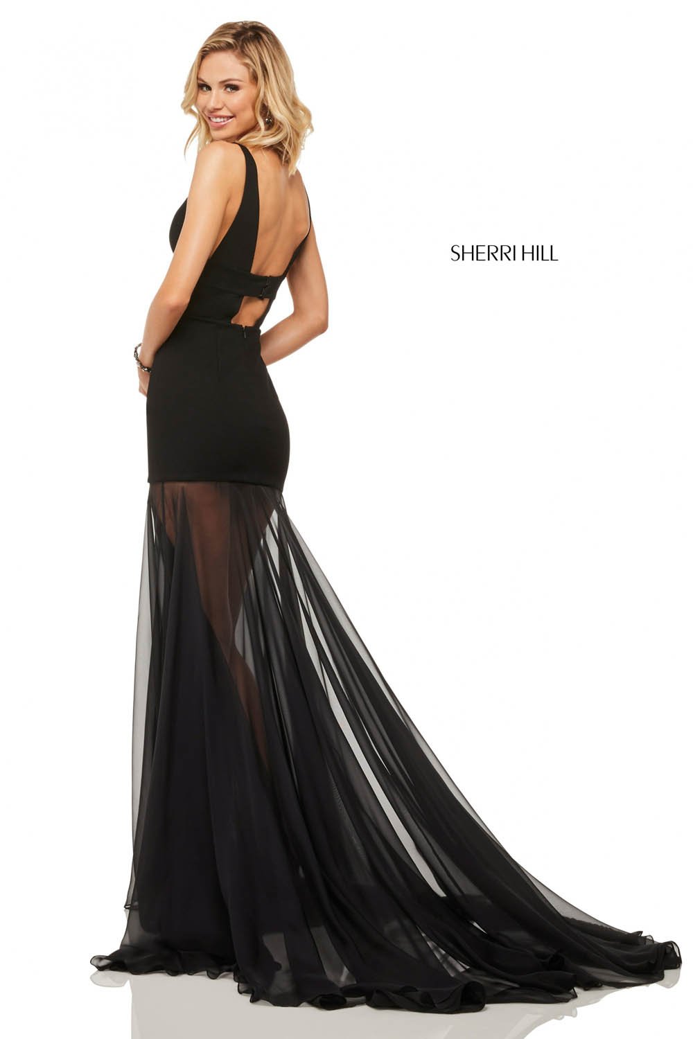 Sherri Hill 52606 dress images in these colors: Black, Red, Navy, Yellow.