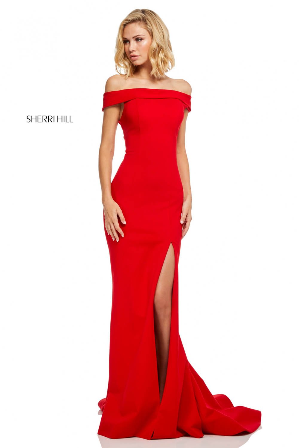 Sherri Hill 52607 dress images in these colors: Black, Red, Navy, Wine, Emerald, Light Blue, Yellow, Ivory.