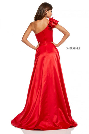 Sherri Hill 52619 dress images in these colors: Red, Navy, Lilac, Emerald, Yellow, Magenta, Light Blue, Ivory.