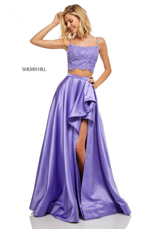 Sherri Hill 52623 dress images in these colors: Black Ivory, Emerald, Yellow, Lilac, Red, Ivory, Blush, Light Blue, Dark Coral.