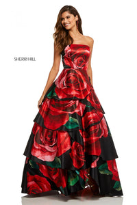 Sherri Hill 52624 dress images in these colors: Black Red Print.