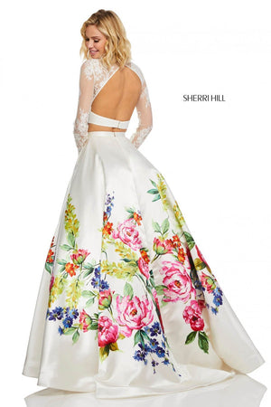 Sherri Hill 52625 dress images in these colors: Ivory Print.