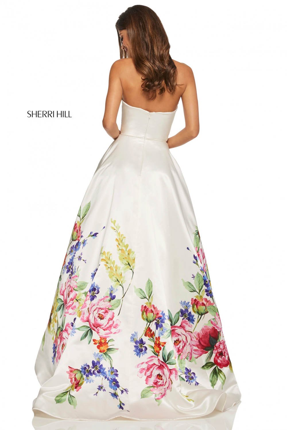 Sherri Hill 52626 dress images in these colors: Ivory Print.