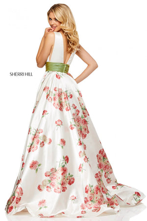 Sherri Hill 52632 dress images in these colors: Ivory Print Green.