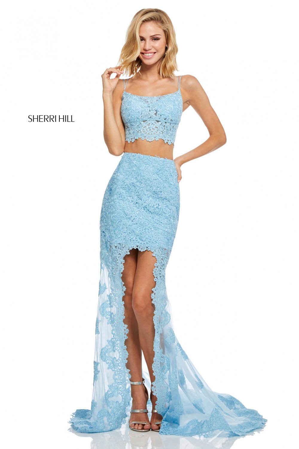 Sherri Hill 52634 dress images in these colors: Light Blue, Lilac, Ivory, Black, Red, Pink, Mocha, Yellow, Coral.