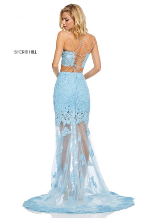 Sherri Hill 52634 dress images in these colors: Light Blue, Lilac, Ivory, Black, Red, Pink, Mocha, Yellow, Coral.