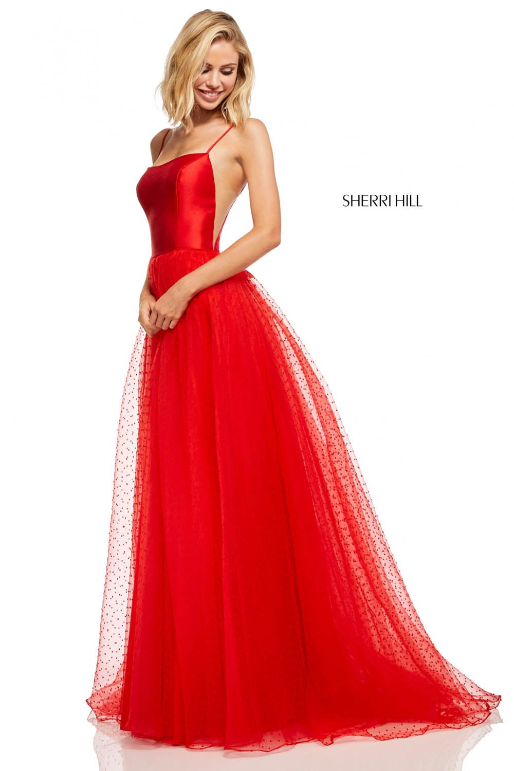 Sherri Hill 52639 dress images in these colors: Red, Ivory, Blush, Coral, Black, Navy.