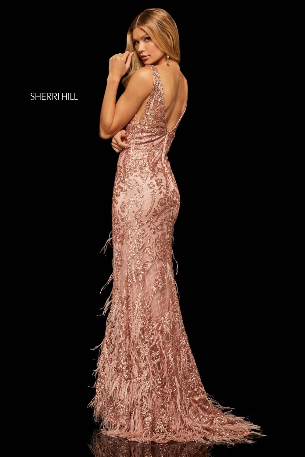 Sherri Hill 52649 dress images in these colors: Silver, Rose Gold, Black, Gold, Wine, Navy.
