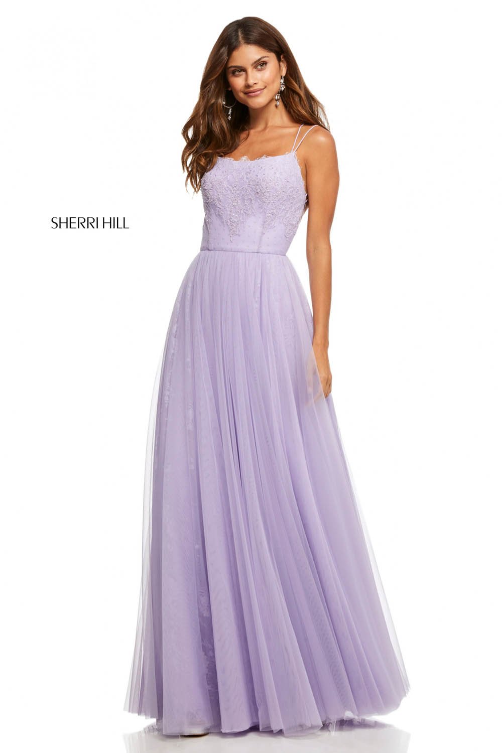 Sherri Hill 52652 dress images in these colors: Light Blue, Lilac, Yellow, Ivory, Blush.