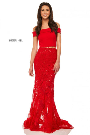 Sherri Hill 52653 dress images in these colors: Pink, Black, Red, Light Blue, Nude, Ivory.