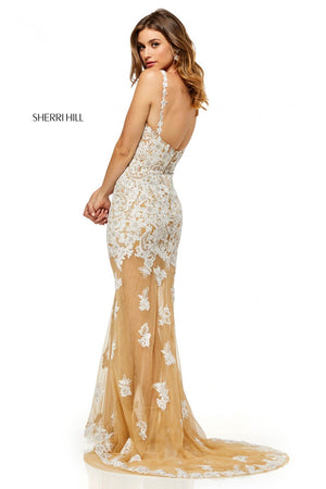 Sherri Hill 52655 dress images in these colors: Coral, Ivory.
