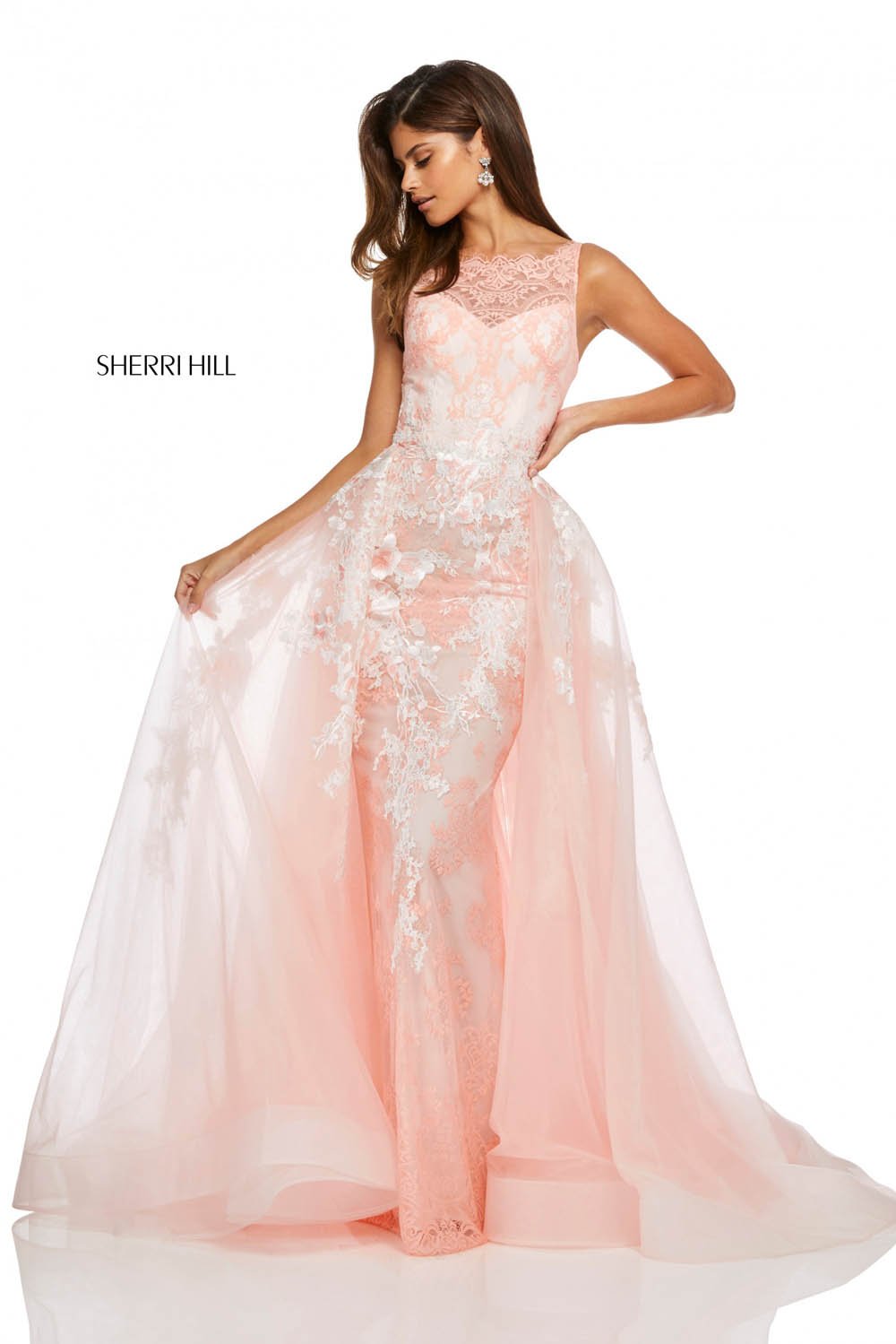 Sherri Hill 52660 dress images in these colors: Coral, Ivory.